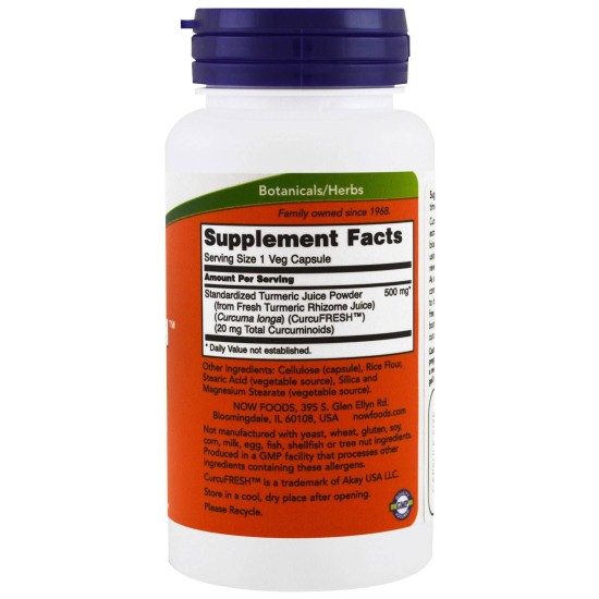NOW Curcumin / CurcuFRESH 60 капсули на супер цена