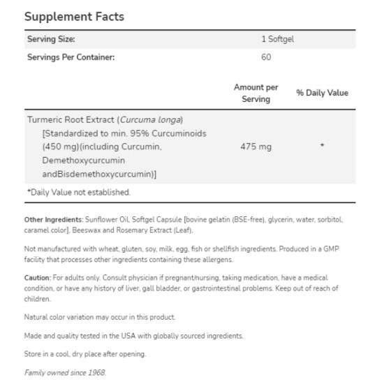 NOW Turmeric Curcumin Gels 60 гел капсули на супер цена