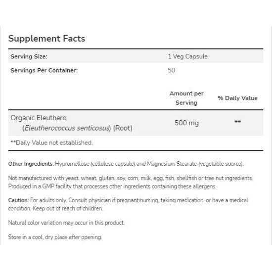 NOW Eleuthero 500 мг | Siberian Ginseng 250 капсули на супер цена