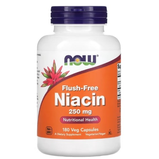 NOW Flush-Free Niacin 250 мг / 180 капсули на супер цена