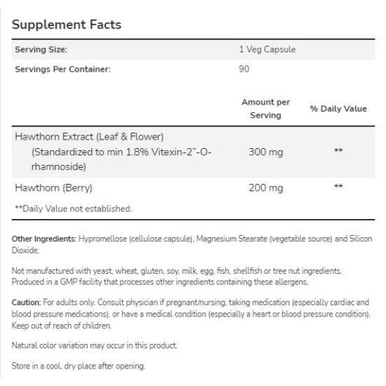 NOW Hawthorn Extract 300 мг / 90 капсули на супер цена