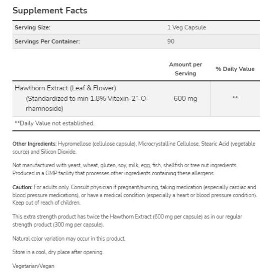 NOW Hawthorn Extract 600 мг | Extra Strength 90 капсули на изгодни цени NOW Hawthorn Extract 600 мг | Extra Strength 90 капсули на супер цена