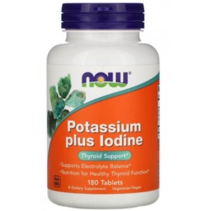 NOW Potassium plus Iodine | Electrolyte Balance Support 180 таблетки