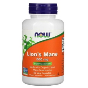 NOW Lion's Mane 500 мг | Made with Organic Lion's Mane Mushrooms 60 капсули NOW Lion's Mane 500 мг | Made with Organic Lion's Mane Mushrooms 60 капсули