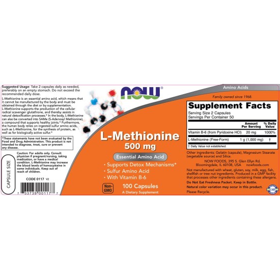 NOW L-Methionine 500 мг / 100 капсули на изгодни цени NOW L-Methionine 500 мг / 100 капсули на супер цена