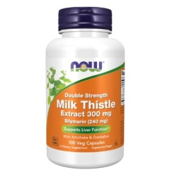 NOW Milk Thistle - Silymarin Extract | Double Strength with Artichoke &amp; Dandelion 100 капсули