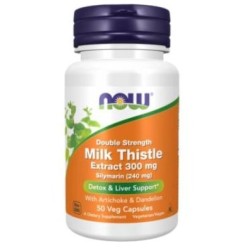 NOW Milk Thistle - Silymarin Extract | Double Strength with Artichoke &amp; Dandelion 50 капсули