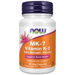 NOW MK-7 Vitamin K-2 300 мкг | Extra Strength MenaQ7® 60 капсули