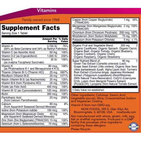 NOW Multi-Food Multivitamin 90 таблетки на изгодни цени NOW Multi-Food Multivitamin 90 таблетки на супер цена