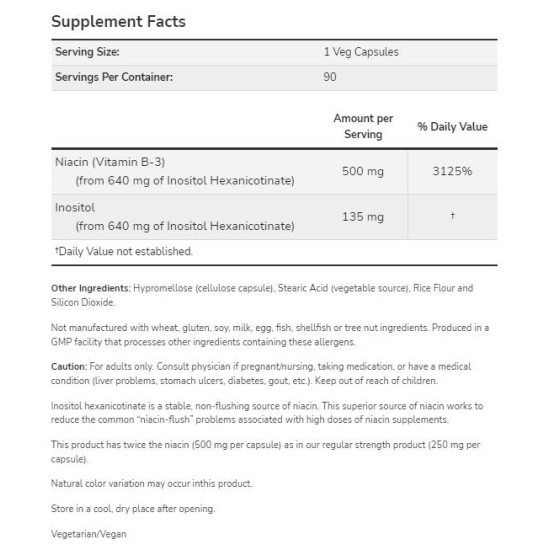 NOW Flush-Free Niacin 500 мг | Double Strength 90 капсули на изгодни цени NOW Flush-Free Niacin 500 мг | Double Strength 90 капсули на супер цена