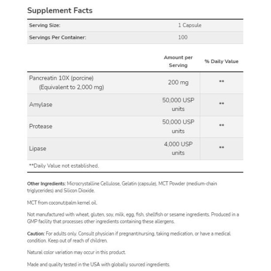 NOW Pancreatin 2000 / 100 капсули на супер цена