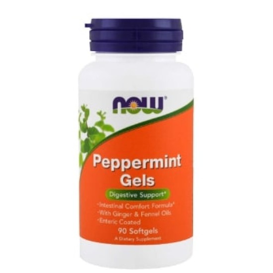 NOW Peppermint Gels 90 гел капсули на супер цена