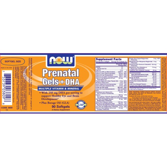 NOW Prenatal + DHA 90 гел капсули на супер цена