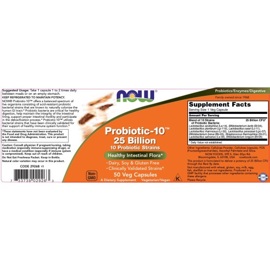NOW Probiotic-10 ™ / 25 Billion / 50 капсули на изгодни цени NOW Probiotic-10 ™ / 25 Billion / 50 капсули на супер цена