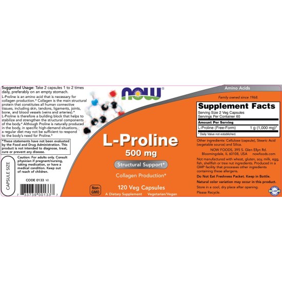 NOW L-Proline 500 мг / 120 капсули на изгодни цени NOW L-Proline 500 мг / 120 капсули на супер цена