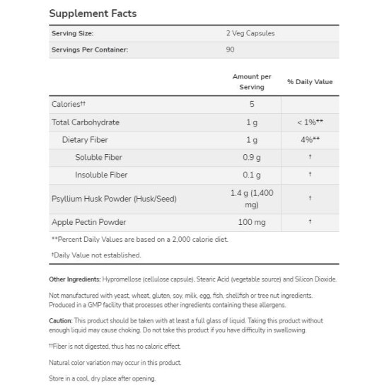 NOW Psyllium Husk 700 мг | with Apple Pectin 360 капсули на супер цена
