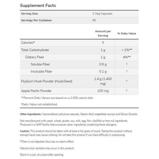 NOW Psyllium Husk 700 мг | with Apple Pectin 180 капсули на супер цена