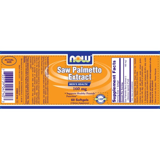 NOW Saw Palmetto Extract 160 мг / 60 гел капсули на супер цена