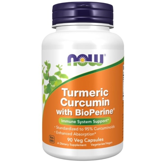 NOW Turmeric Curcumin with BioPerine® 90 капсули на супер цена