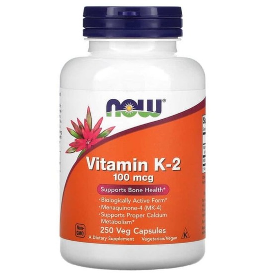 NOW Vitamin K-2 100 мкг / 250 капсули на супер цена