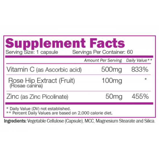 Naturalico Immune C + Rose Hips and Zinc / 60 капсули на супер цена