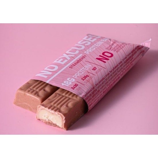 No Escuses Protein Bar White Choco Strawberry 60 гр на супер цена