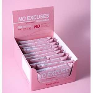 No Escuses Protein Bar White Choco Strawberry 10x60 гр