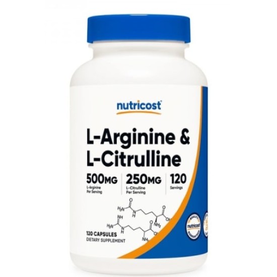 Nutricost L-Arginine & L-Citrulline 120 капсули на изгодни цени Nutricost L-Arginine & L-Citrulline 120 капсули на супер цена