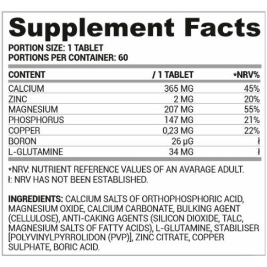 Nutriversum Ca/Zn/MG | Calcium Magnesium Zinc Formula 60 таблетки на супер цена