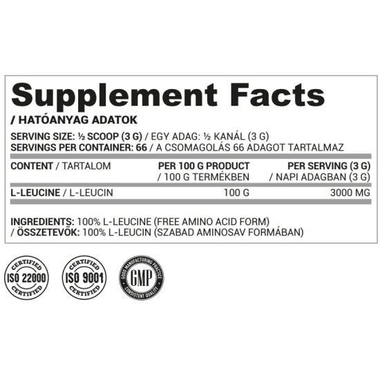 Nutriversum L-Leucine Powder | 100% Pure Leucine 200 гр на супер цена