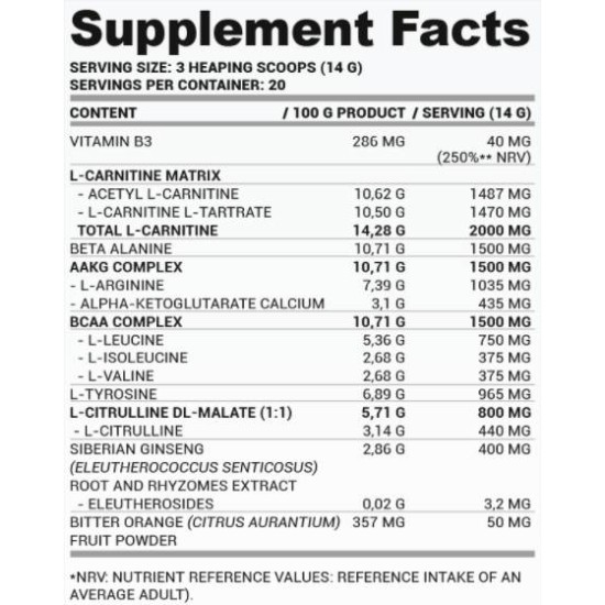 Nutriversum PWO Zero Caffeine | Stim-Free Pre-Workout Powder 280 гр на супер цена