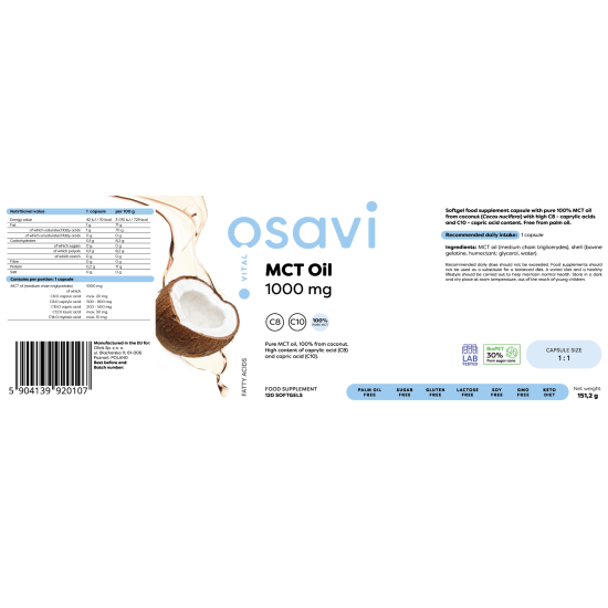 Osavi MCT Oil, 1000 mg - 120 softgels на супер цена