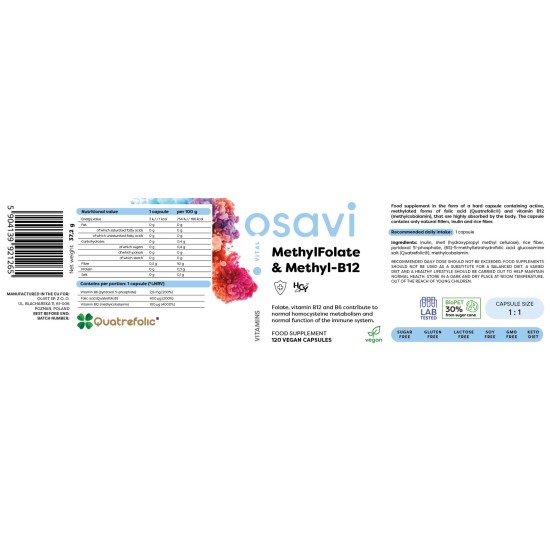Osavi MethylFolate & Methyl-B12 | with Quatrefolic® - 120 Caps на супер цена