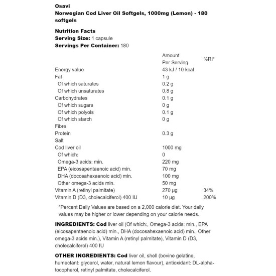 Osavi Omega 3-6-9 Flaxseed Oil 1000 мг / 60 гел капули на супер цена