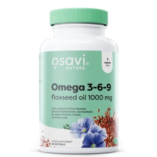 Osavi Omega 3-6-9 Flaxseed Oil 1000 мг / 60 гел капули на супер цена