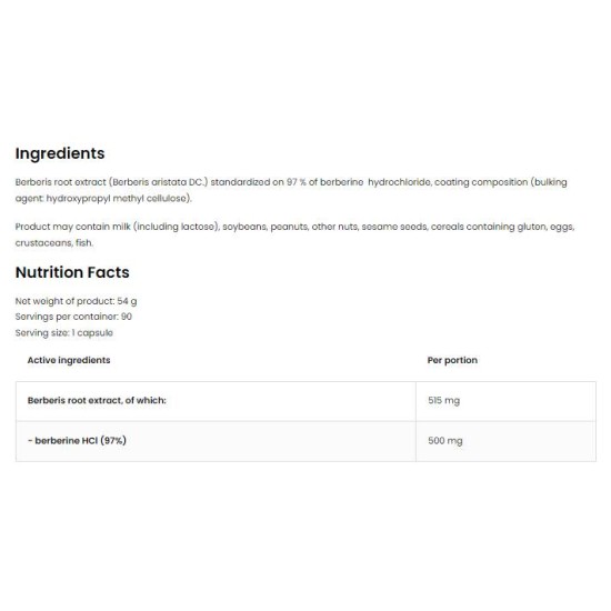 OstroVit Berberine HCl 500 mg | 97% Berberis Root Extract 90 капсули на супер цена