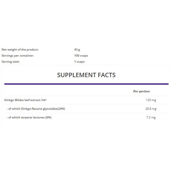 OstroVit Ginkgo Biloba 120 мг / Vege 120 капсули на супер цена