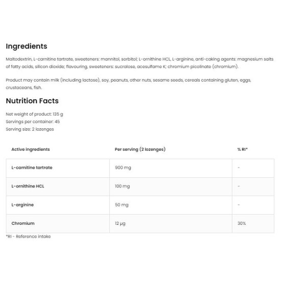 OstroVit L-Carnitine Lozenges 90 Подезични таблетки на изгодни цени OstroVit L-Carnitine Lozenges 90 Подезични таблетки на супер цена