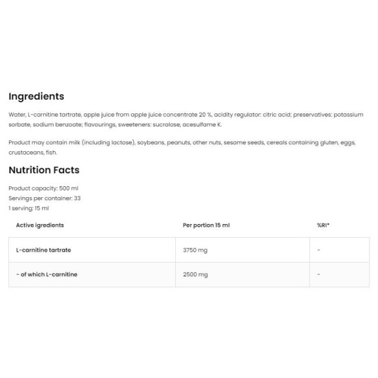 OstroVit L-Carnitine 125.000 Tartrate Liquid 500 мл на супер цена