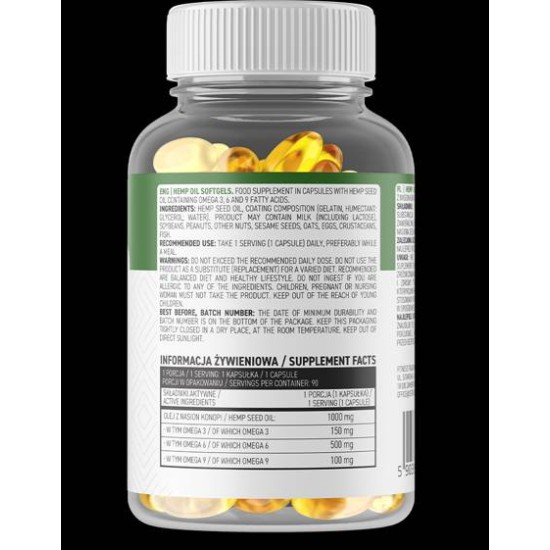 OstroVit Hemp Seed Oil / Omega 3-6-9 Complex 90 гел капсули на изгодни цени OstroVit Hemp Seed Oil / Omega 3-6-9 Complex 90 гел капсули на супер цена
