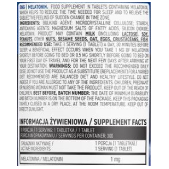 OstroVit Melatonin 1 mg / 300 Tabs на изгодни цени OstroVit Melatonin 1 mg / 300 Tabs на супер цена