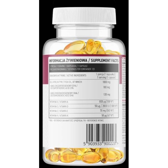 OstroVit Omega 3 + ADEK / Vitamin A + D + E + K 120 гел капсули на супер цена