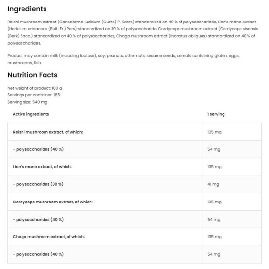 OstroVit Quatro Mushroom Blend Powder 100 гр на супер цена