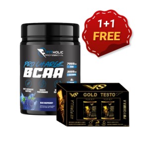 Fitholic Professional Pro Charge BCAA + V-SHAPE SUPPS MR. X GOLD TESTO AM / PM FORMULA FREE
