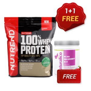 PROMO 1+1 FREE Nutrend 100% Whey Protein 1000 гр + Naturalico BCAA RECOVERY 8:1:1 / 45 дози / 621 грама