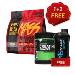 1+2 FREE MUTANT Mass 2270 g + Optimum Nutrition Creatine Powder 300 гр + Shaker