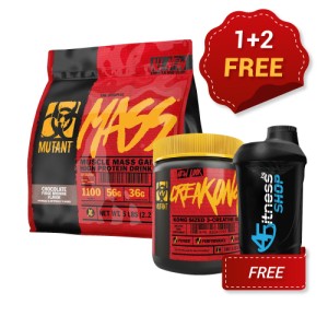 PROMO 1+2 FREE MUTANT Mass 2270 g + MUTANT CreaKong 300 гр + Shaker