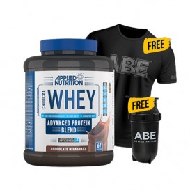 1+2 FREE Critical Whey | Advanced Protein Blend 2000 гр + APPLIED ABE T-SHIRT + ABE - All Black Everything | Bullet Shaker 500 мл