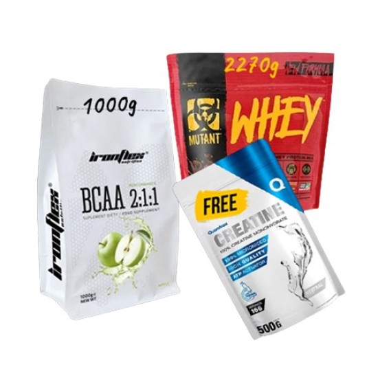 1+2 FREE Mutant Whey 2270 гр + BCAA 2-1-1 Performance 1000 гр + Direct Creatine Powder 500 гр на супер цена