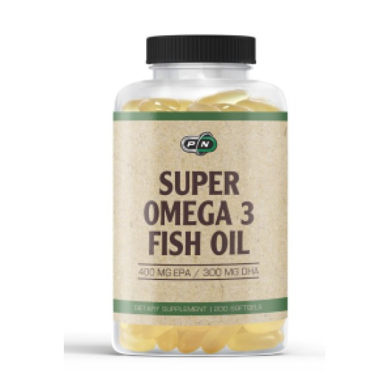 PURE NUTRITION - SUPER OMEGA 3 FISH OIL 1200 MG - 400 EPA / 300 DHA - 200 ДРАЖЕТА на супер цена